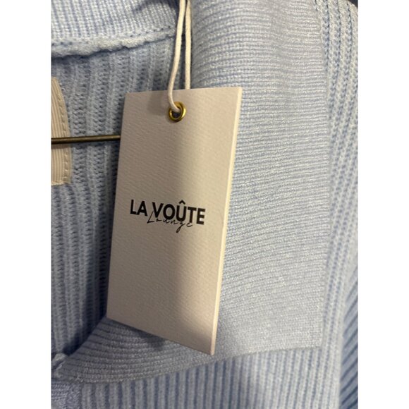 La Voute Lounge NWT Blue Ribbed Knit Collared Short Romper XL - Picture 5 of 7